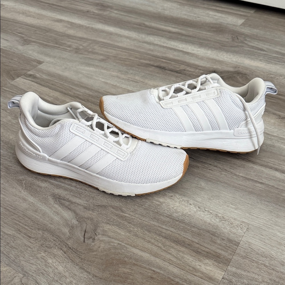 adidas White Mesh Sneakers with Gum Outsole
